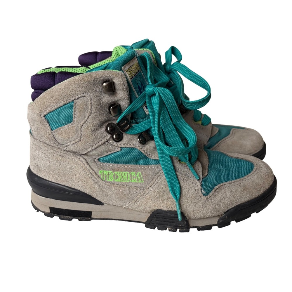 VTG TECNICA Trekking Hiking Boots Womens 7 Gray‎ Suede Retro 90s Gorpcore Trail - Picture 4 of 12